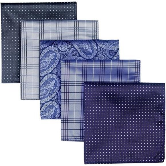 5 Piece Assorted Woven Microfiber Premium Pocket Square Gift Box Set - Picture 8 of 8